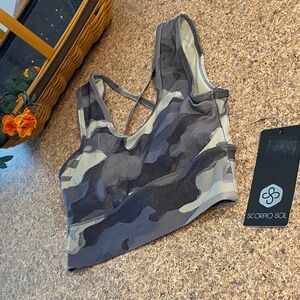 NWT Scorpio Sol Sports Bra Small Removable Cup Padding Camo Activewear